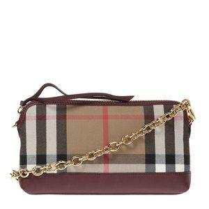 NWT BURBERRY HOUSE CHECK DERBY LEATHER ABINGDON CROSSBODY BAG CLUTCH